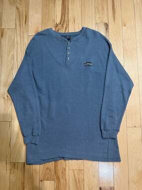 Dark Grey No Surrender Ribbed Long Sleeve Henley Shirt